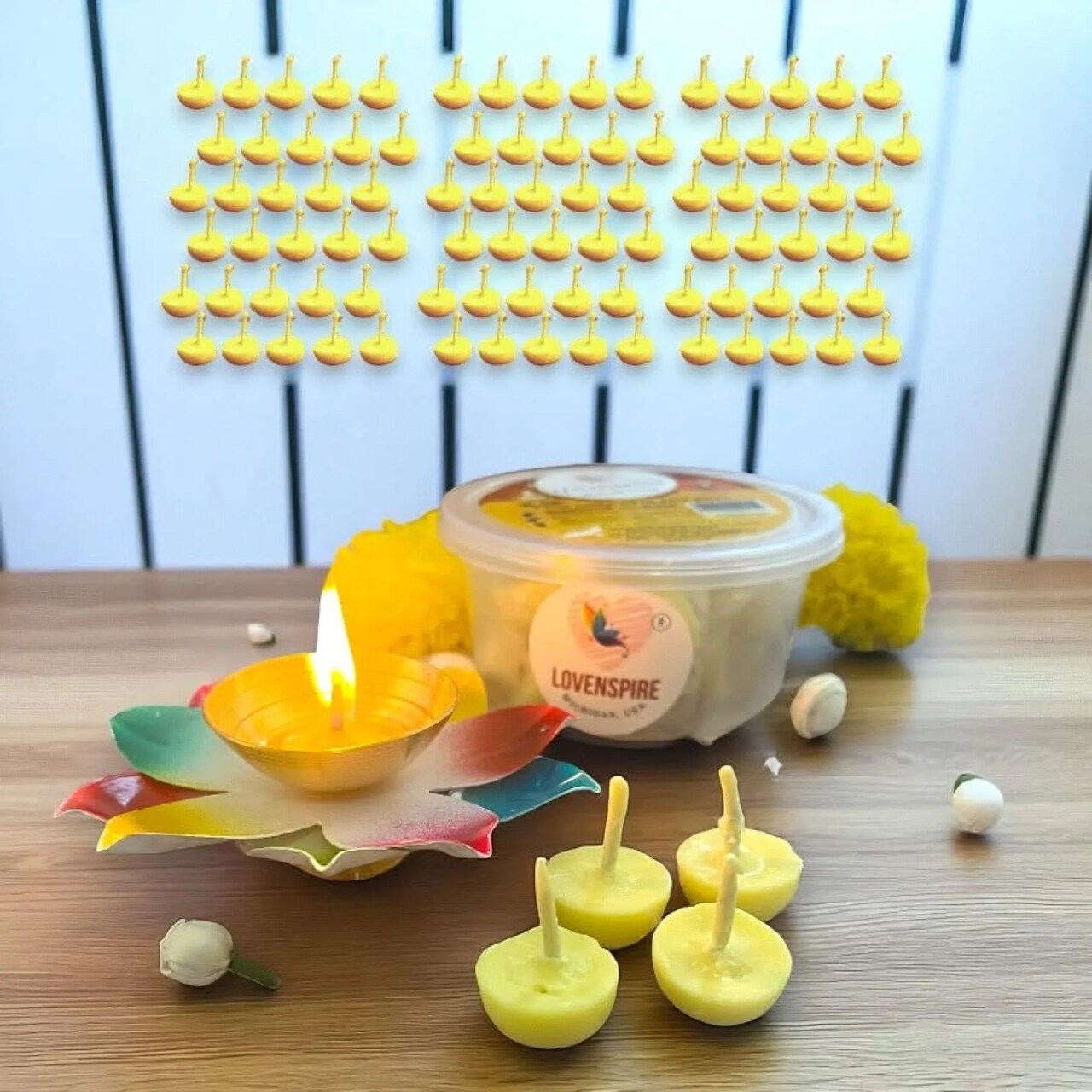 Pure Cow Ghee Wicks for Pooja Buffalo Diya Batti 35 Min Burning Time Butter Cotton Wick for Home Temple Pujan Readymade Wax Free Ghee Diya Jyot Diwali Wick Housewarming Return Gifts